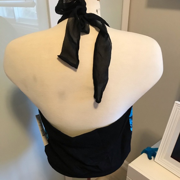 NWT Tahari Black and Blue Halter Top - Picture 4 of 4